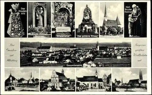 Ak Altötting in Oberbayern, Gnadenort, Bayerns größter Wallfahrtsort, Gnadenaltar, Kapellplatz