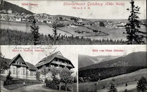 Ak Gehlberg in Thüringen, Hotel Daheim, Landschaftsblick