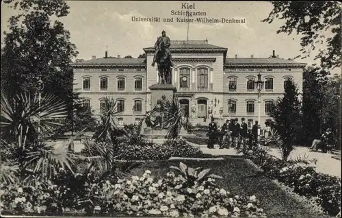 Ak Kiel, Schlossgarten, Universität und Kaiser-Wilhelm-Denkmal