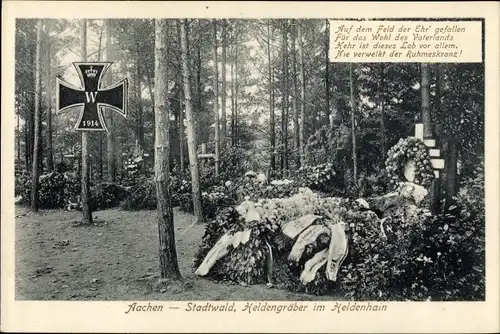 Ak Aachen, Stadtwald, Heldengräber im Heidenhain