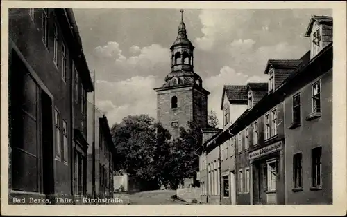 Ak Bad Berka Thüringen, Kirchstraße, Geschäft, Inh. O. Rothe, Kirche