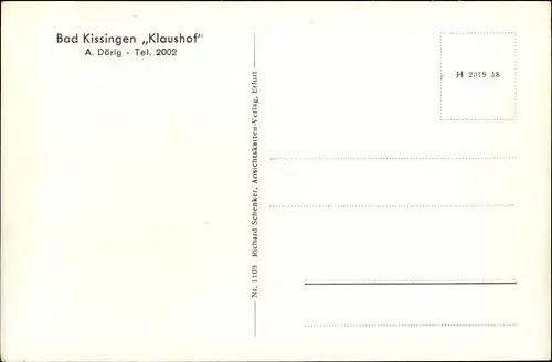 Ak Bad Kissingen Unterfranken Bayern, Forsthaus Klaushof