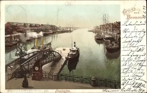 Ak Bremen, Freihafen, Schiffe