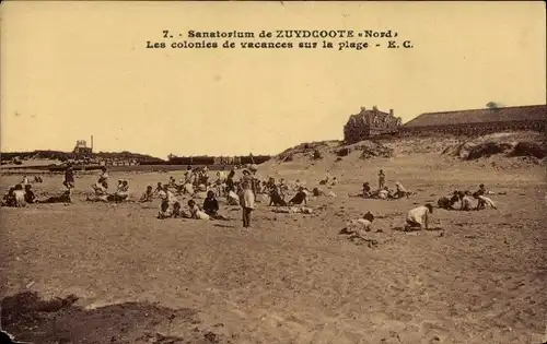 Ak Zuydcoote Nord, Sanatorium, Ferienkolonie, Strand