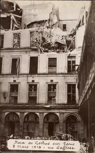 Ak Paris IX., Gothas-Überfall, 8. März 1918, rue Laffitte