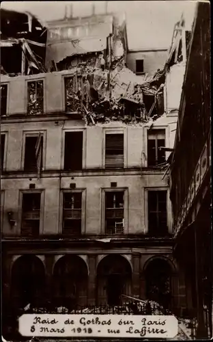 Ak Paris IX., Gothas-Überfall, 8. März 1918, rue Laffitte