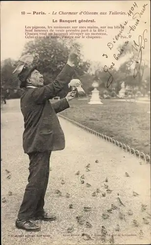 Ak Paris I Louvre, Tuileriengarten, Der Vogelbeschwörer, Das Generalbankett