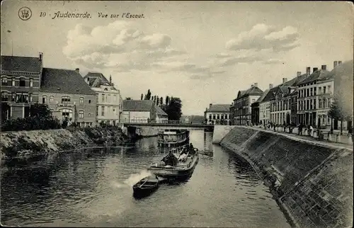 Ak Oudenaarde Audenarde Ostflandern, Vue sur l'Escaut