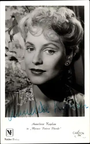 Ak Schauspielerin Anneliese Kaplan, Portrait, Autogramm
