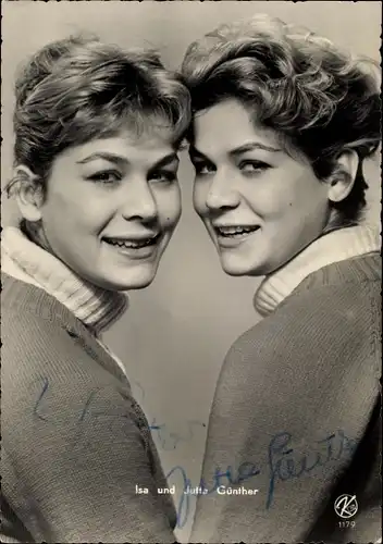 Ak Schauspielerinnen Isa und Jutta Günther, Portrait, Autogramm