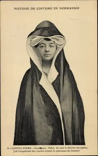 Ak Normandie, Granville, Frau in Volkstracht, Portrait, Französische Tracht