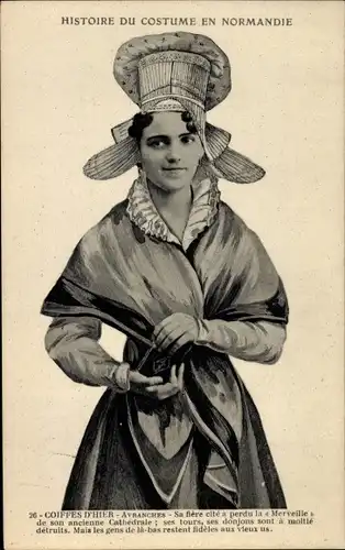 Ak Normandie, Avranches, Frau in Volkstracht, Portrait, Französische Tracht