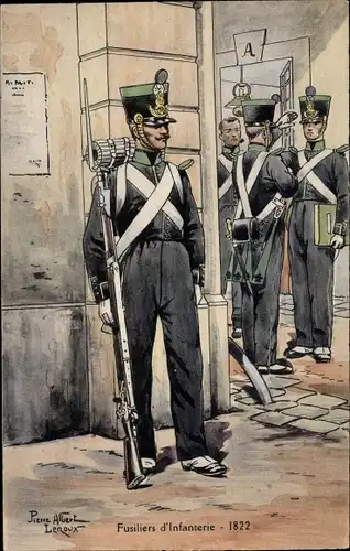Künstler Ak Leroux, Fusiliers d'Infanterie 1822