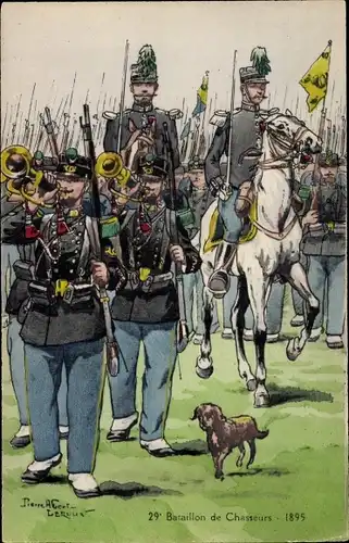 Künstler Ak Leroux, 29e Bataillon de Chasseurs 1895