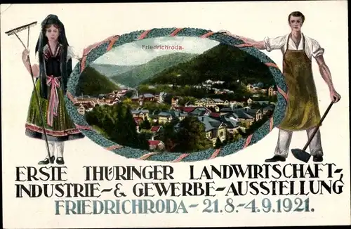 Passepartout Ak Friedrichroda im Thüringer Wald, 1 Thüringer Landwirtschaft und Industrieausstellung