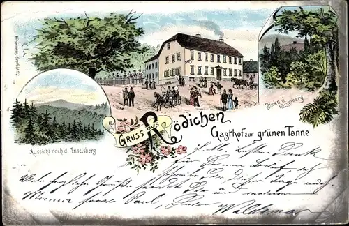 Litho Schnepfenthal Rödichen Waltershausen, Gasthaus zur grünen Tanne, Hörselberg