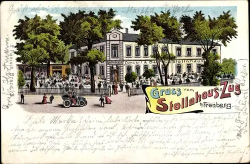 Litho Zug Freiberg in Sachsen; Gasthaus Stollnhaus