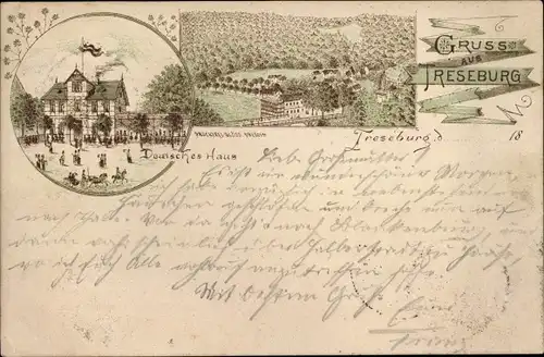 Vorläufer Litho Treseburg Thale im Harz, Gasthaus Deutsches Haus, 1895
