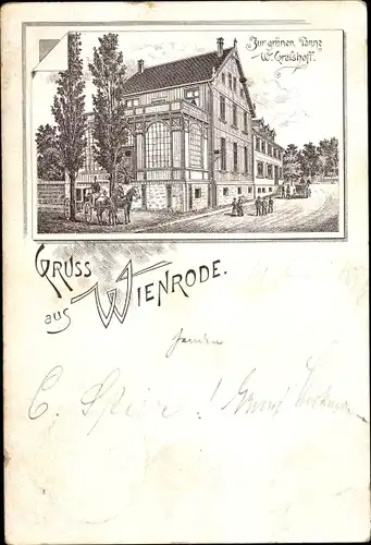 Litho Wienrode Blankenburg am Harz, Gasthaus Zur grünen Tanne