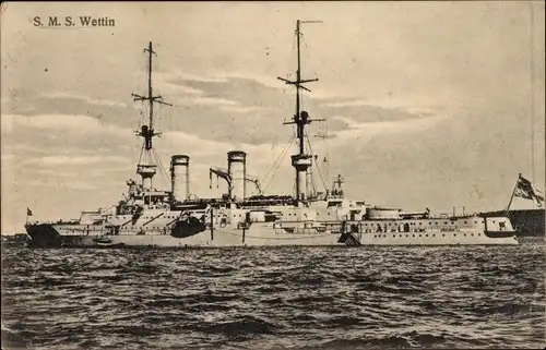 Ak Deutsches Kriegsschiff, SMS Wettin, Kaiserliche Marine