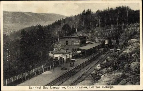 Ak Długopole Zdrój Bad Langenau Bystrzyca Kłodzka Habelschwerdt Niederschlesien, Bahnhof