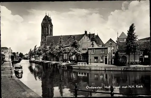 Ak Oudewater Utrecht Niederlande, IJssel, N. H. Kirche