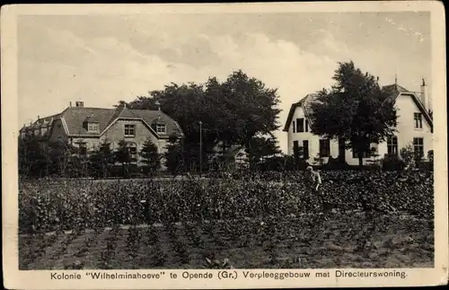 Ak Opende Groningen Niederlande, Kolonie Wilhelminahoeve, Verpflegungsgebäude, Direktorshaus