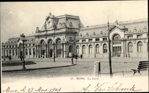 Ak Mons Wallonie Hennegau, Bahnhof