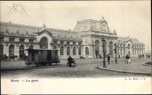 Ak Mons Wallonien Hennegau, Bahnhof