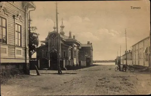 Ak Tornio Torneå Lappland Finnland, Straßenpartie