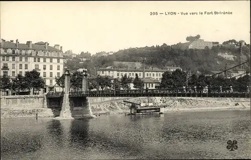 Ak Lyon Rhône, Vue vers le Fort Saint Irenee