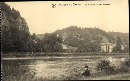 Ak Marche les Dames Wallonie Namur, Schloss, die Felsen