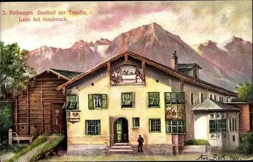 Künstler Ak Roth, A., Lans in Tirol, Gasthof zur Traube