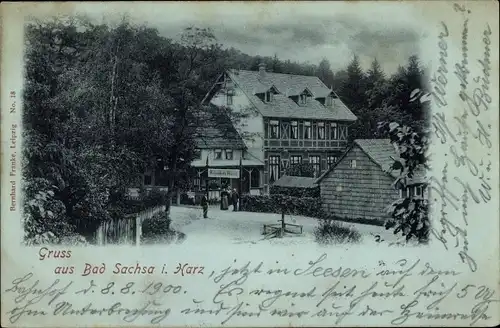 Mondschein Ak Bad Sachsa im Harz, Gasthaus