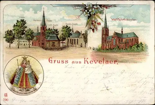 Litho Kevelaer am Niederrhein, Wallfahrtskirche, Gnadenkapelle, Kerzenkapelle, Gnadenbild