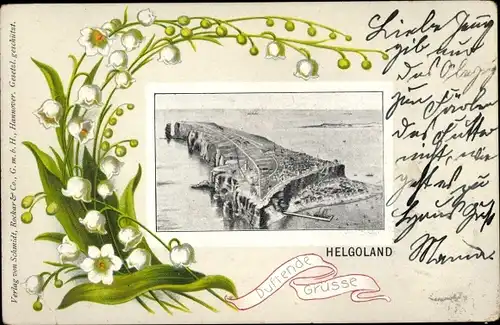 Passepartout Ak Nordseeinsel Helgoland, Gesamtansicht, Maiglöckchen