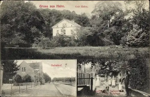 Ak Hahn Lehmden Rastede in Oldenburg, Gut Hahn, Bahnhof, Kegelbahn Hahner Hof, Inh. Joh. Behrens