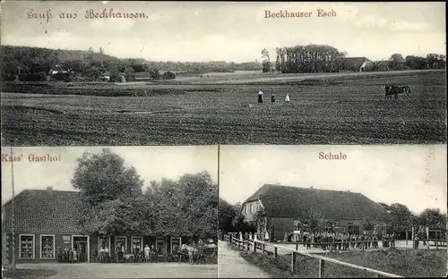 Ak Bekhausen Rastede in Oldenburg, Schule, Kass' Gasthof, Beckhauser Esch