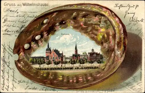 Präge Muschel Litho Wilhelmshaven in Niedersachsen, Rathaus