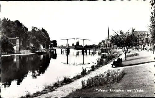 Ak Weesp Nordholland, Hoogstraat, Vecht