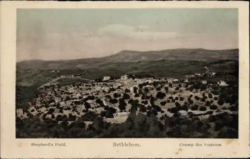 Ak Bethlehem Palästina, Panorama, Feld der Hirten