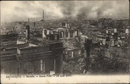 Ak Thessaloniki Griechenland, Brand der Stadt 1917
