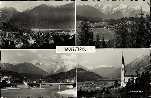 Ak Mötz Tirol, Panorama, Locherboden, Kirche