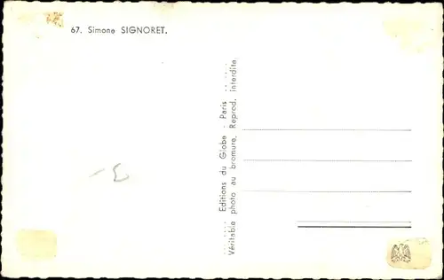 Ak Schauspielerin Simone Signoret, Portrait