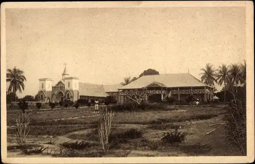 Ak Brazzaville Französisch-Kongo, Katholische Mission, La Cathedrale, Bischofspalast