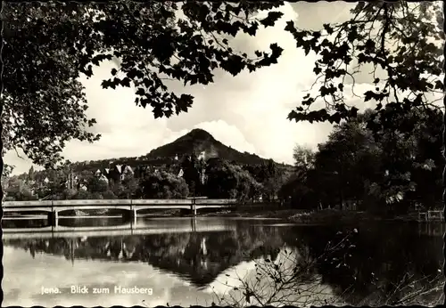 Ak Jena in Thüringen, Blick zum Hausberg, Brücke