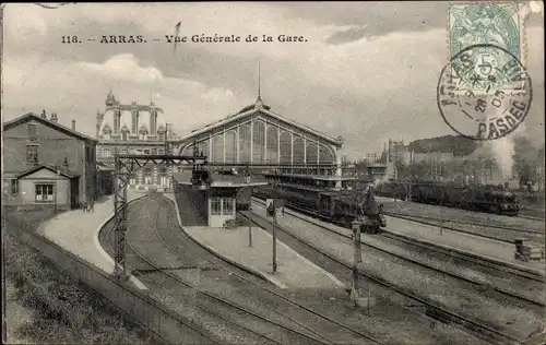 Ak Arras Pas de Calais, Gesamtansicht des Bahnhofs