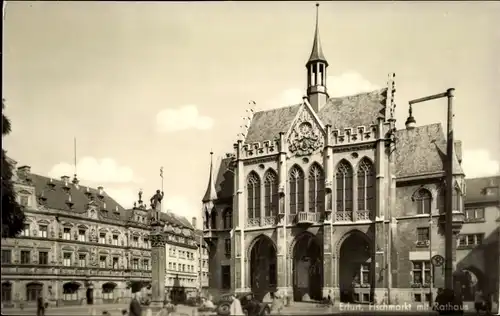 Ak Erfurt in Thüringen, Fischmarkt mit Rathaus