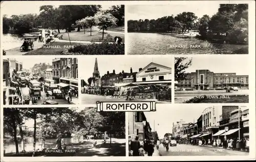 Ak Romford London City, Market, Town Hall, Raphael Park, South Street