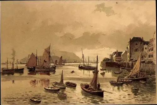 Künster Litho Eckenbrecher, Plymouth Devon England, Partie im Hafen